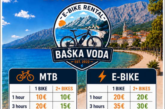 E-bike and MTB bike rental Baška Voda